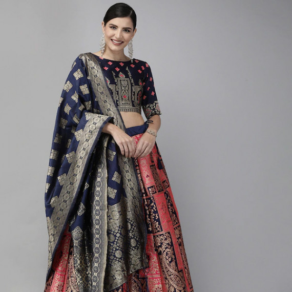 http://13.201.150.207/products/pink-navy-blue-woven-design-semi-stitched-lehenga-unstitched-blouse-with-dupatta